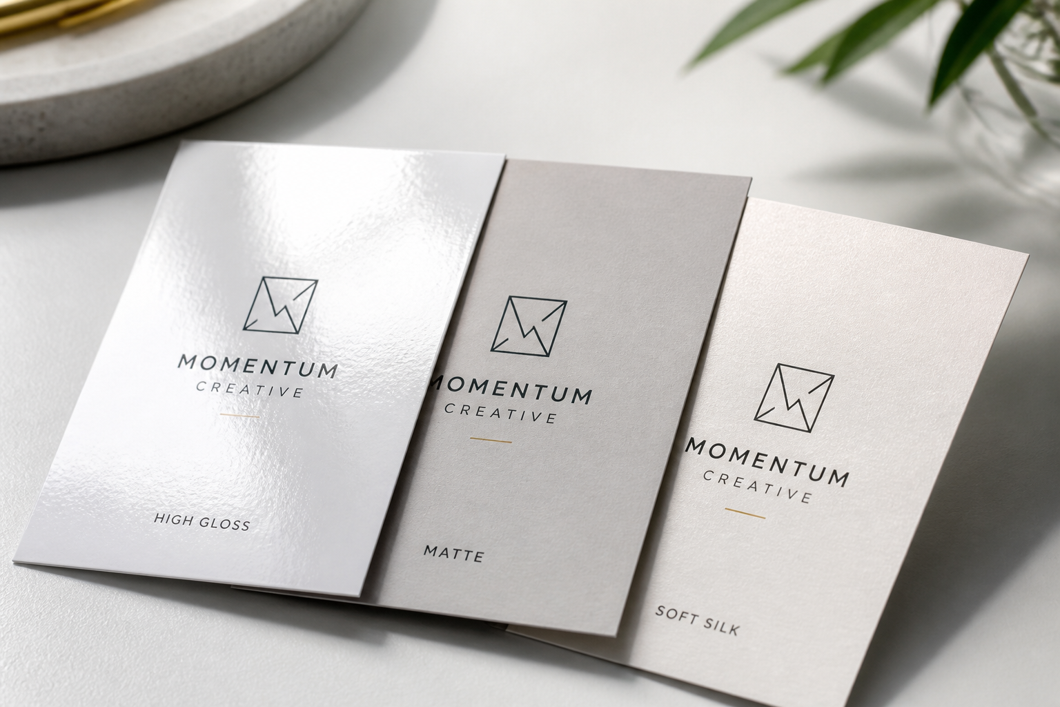 Editorial illustration for Business Card Finishes: Silk, Matte, and Gloss Compared