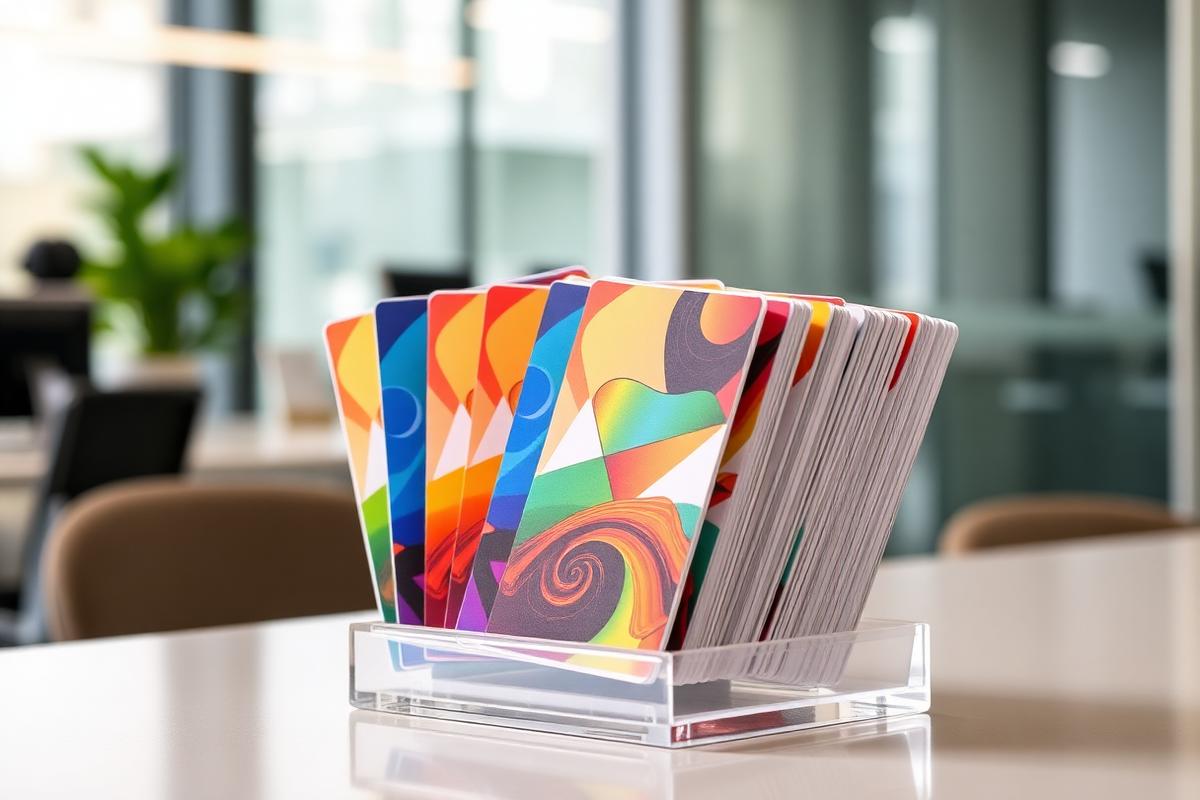 Rack cards displayed in a countertop brochure holder
