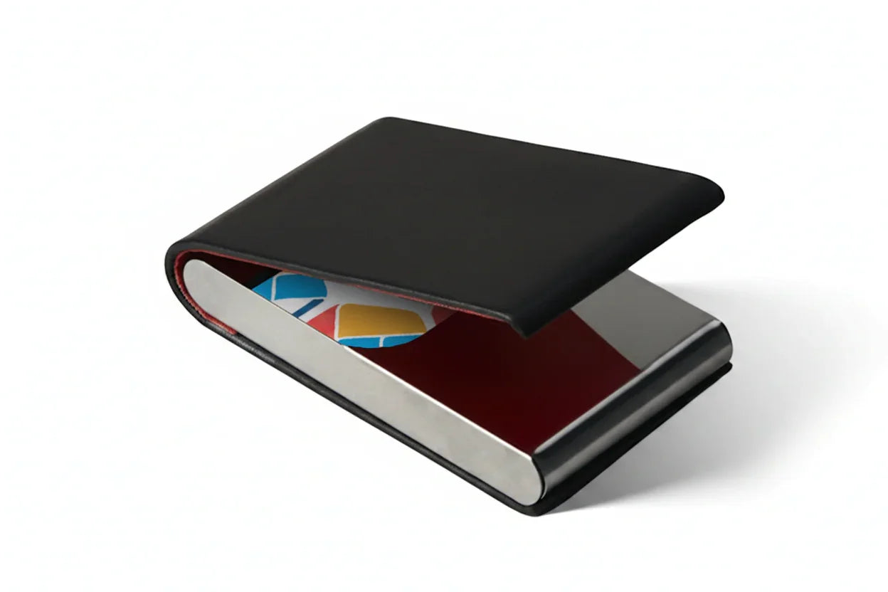 Black Leather Vertical Business Card Holders