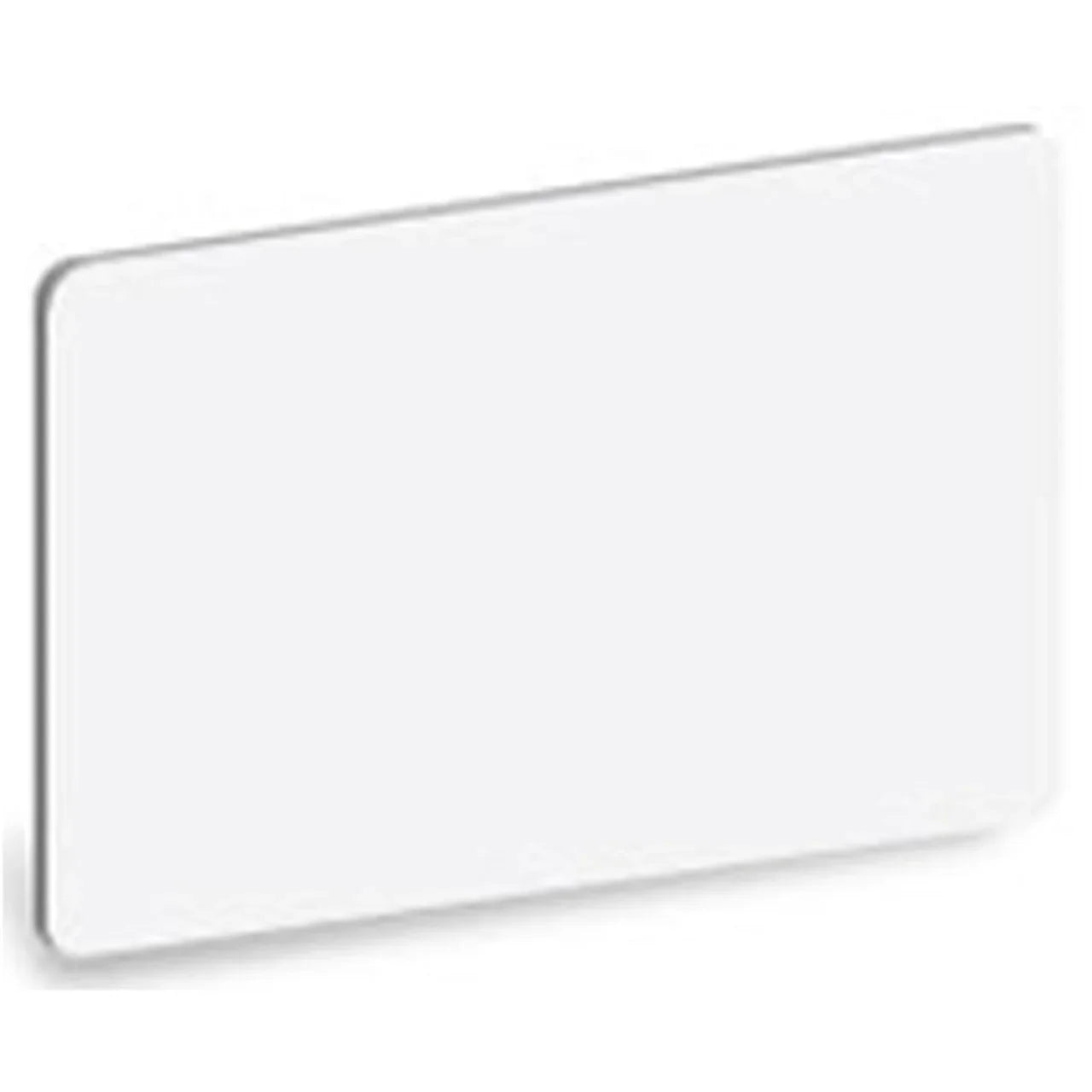 Blank white PVC ID card with rounded corners for custom printing and badge use