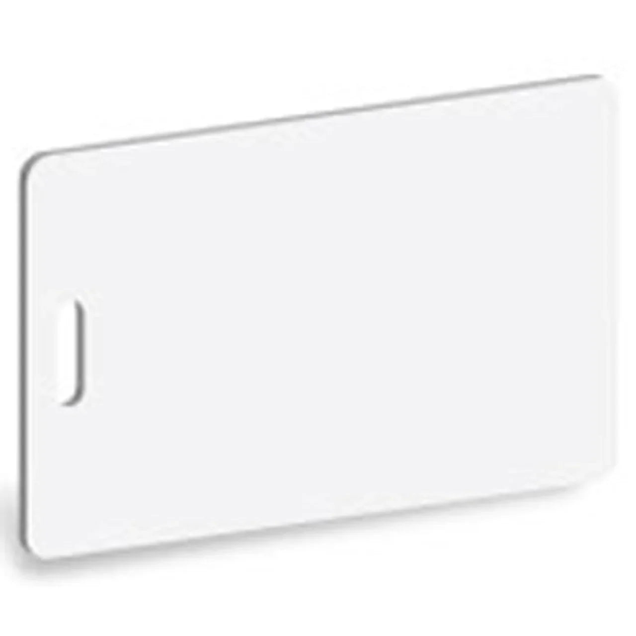 Blank white PVC ID card with slot punch, suitable for badge printing and access cards