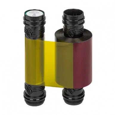 YMCKO color ribbon for ID card printer, showing yellow and magenta film layers