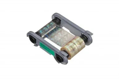 Hologram varnish ribbon for ID card printer, clear film with security patterns on cartridge.