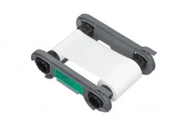 White printer ribbon cartridge for ID card printers on a plain background