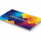 Colorful magnetic business card with geometric design on a white background