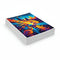 Vibrant abstract cityscape print posters with swirling colors and urban skyline design