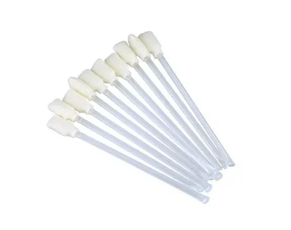 Pack of nine foam-tipped cleaning swabs with white handles for printer maintenance