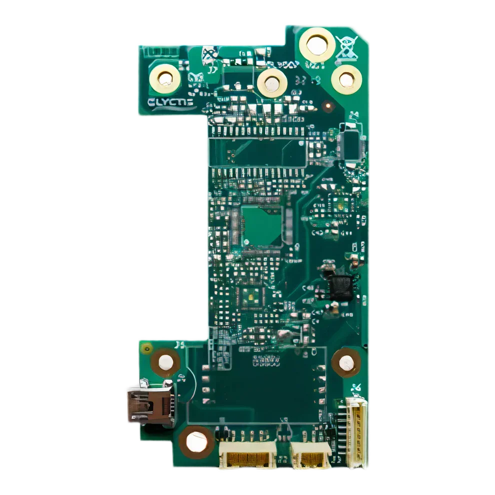 Green smart encoder circuit board for ID card printer, top view, with electronic components
