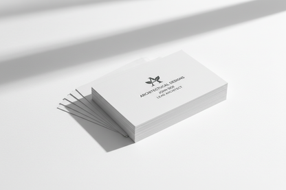 paper business cards sitting on a white background