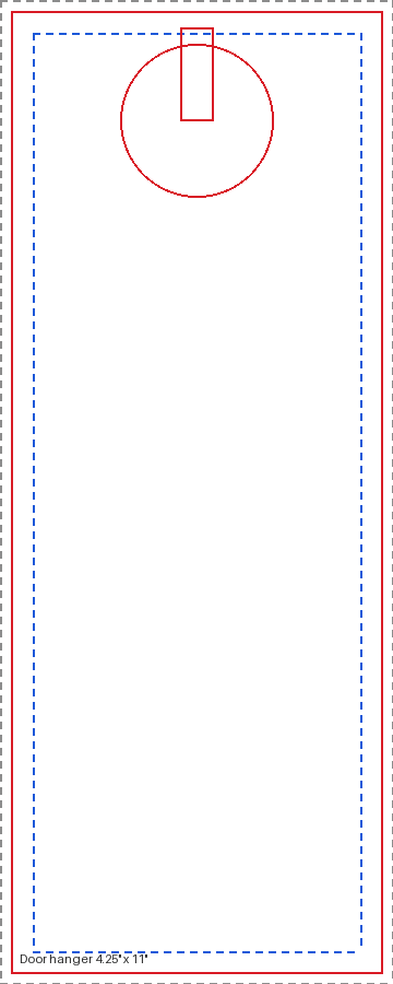 Door hanger — 4.25" x 11" blank print template showing trim, bleed and safe area