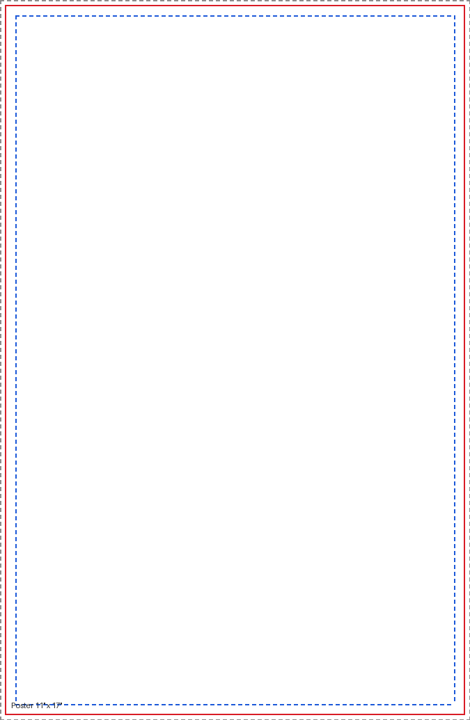 Poster — 11" x 17" blank print template showing trim, bleed and safe area