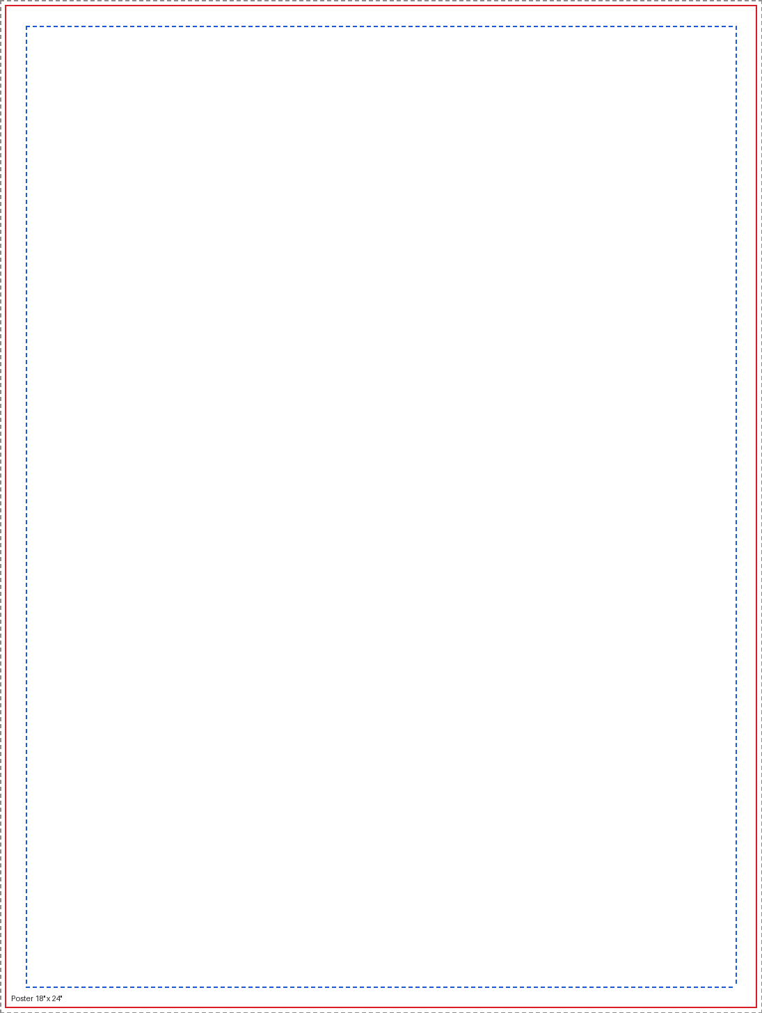 Poster — 18" x 24" blank print template showing trim, bleed and safe area